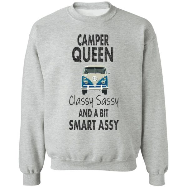 camper queen classy sassy and a bit smart assy camping rv gift sweatshirt