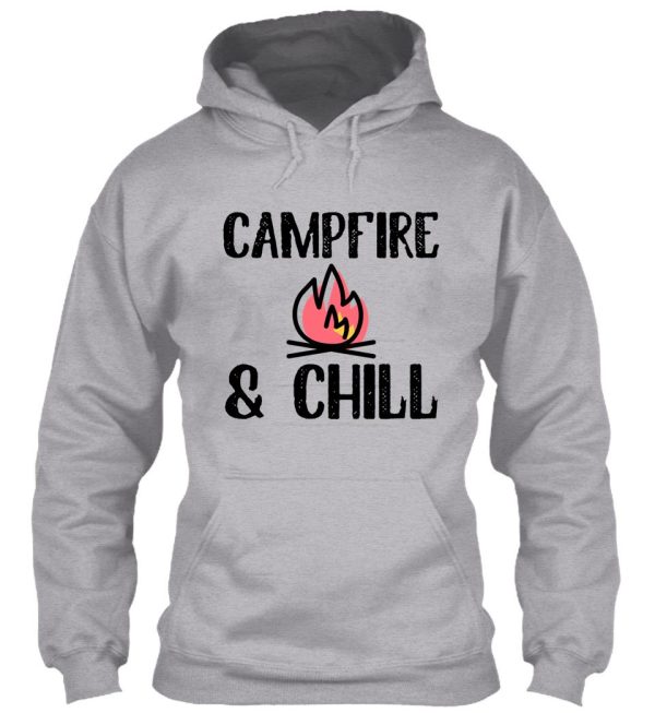 campfire and chill art camping travel hoodie