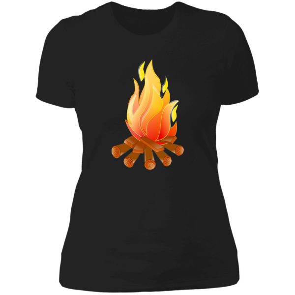 campfire camping trip mountain camper lady t-shirt