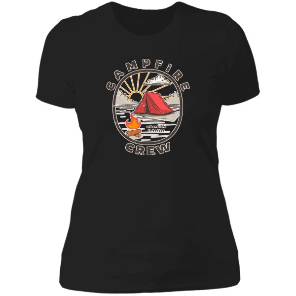 campfire crew tent camping outdoor lady t-shirt