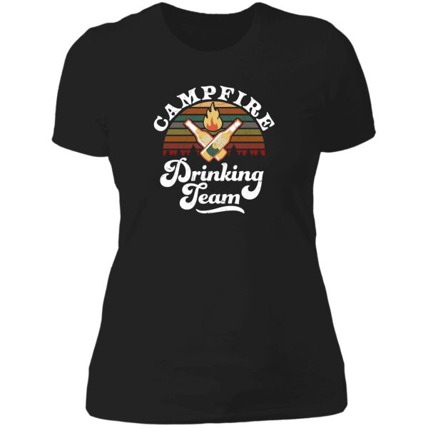 campfire drinking team camping lady t-shirt
