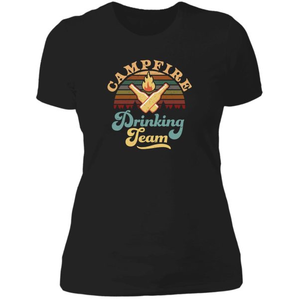 campfire drinking team camping lady t-shirt