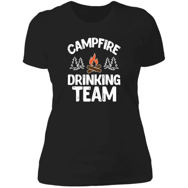 campfire drinking team camping lovers camper lady t-shirt