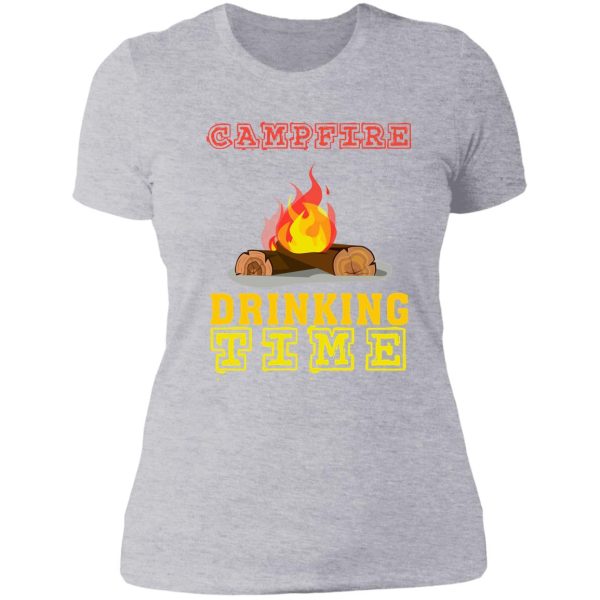 campfire drinking team camping outdoors funny shirt lady t-shirt