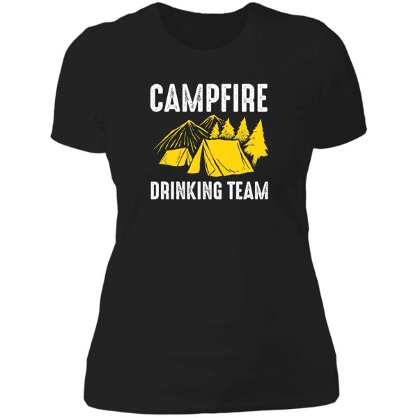 campfire drinking team sunning and awesome camping lady t-shirt