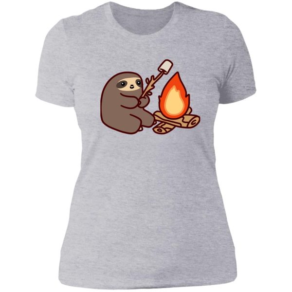 campfire sloth cute sloth sloth cartoon camp fire love camping t-shirt lady t-shirt