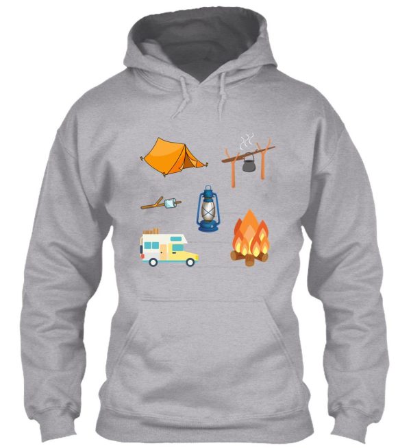campfire tent pan marshmallows camper lamp stickerpack hoodie
