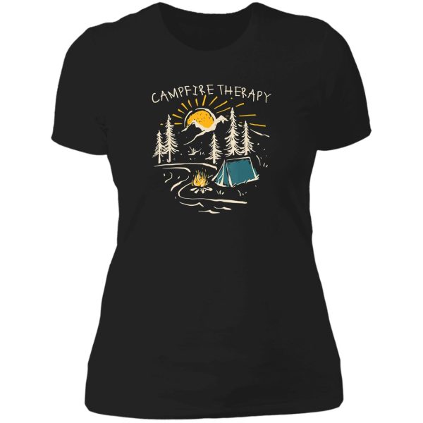 campfire therapy camping nature camping campfire adventure outdoor camper funny mountain lady t-shirt