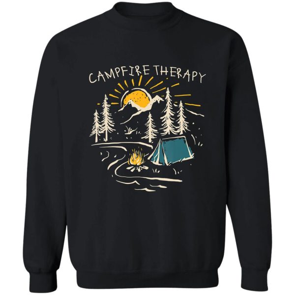 campfire therapy camping nature camping campfire adventure outdoor camper funny mountain sweatshirt
