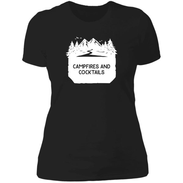 campfires and cocktails bonfire camping men women campfire lady t-shirt