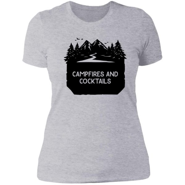 campfires and cocktails bonfire camping men women campfire lady t-shirt