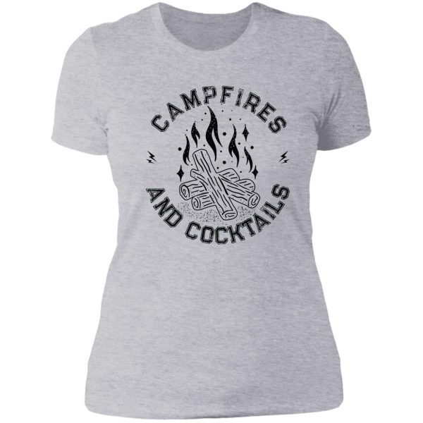 campfires and cocktails bonfire camping men women campfire lady t-shirt