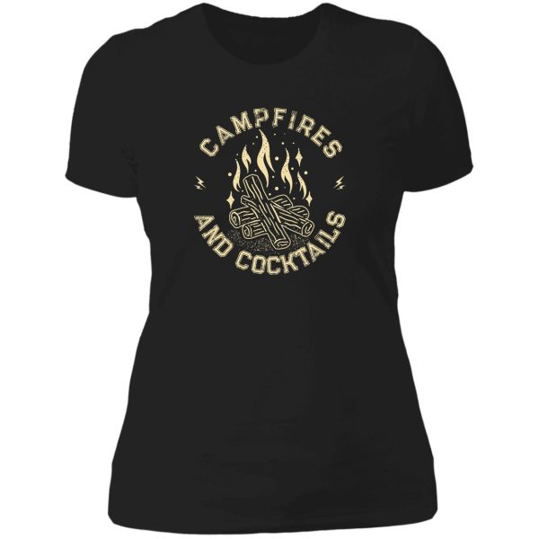 campfires and cocktails bonfire camping men women campfire lady t-shirt