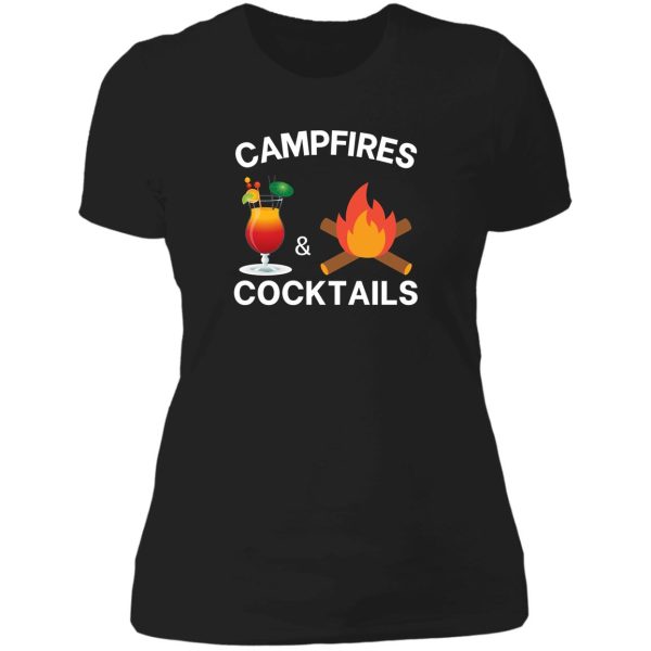 campfires and cocktails - camping saying lady t-shirt