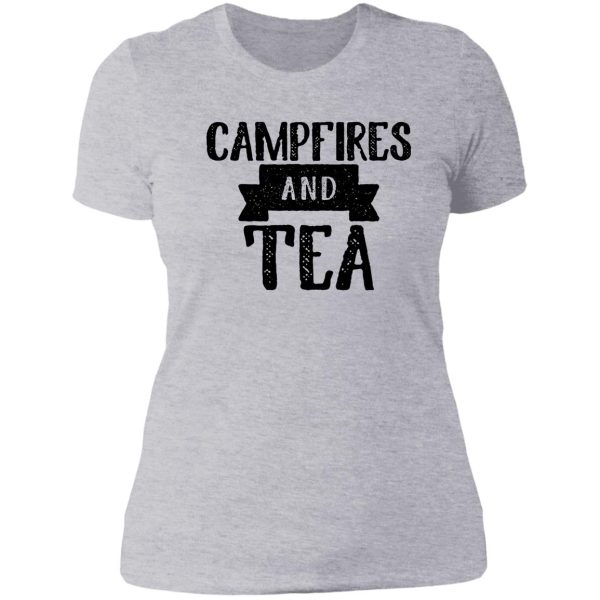 campfires and tea art wanderlust traveler lady t-shirt