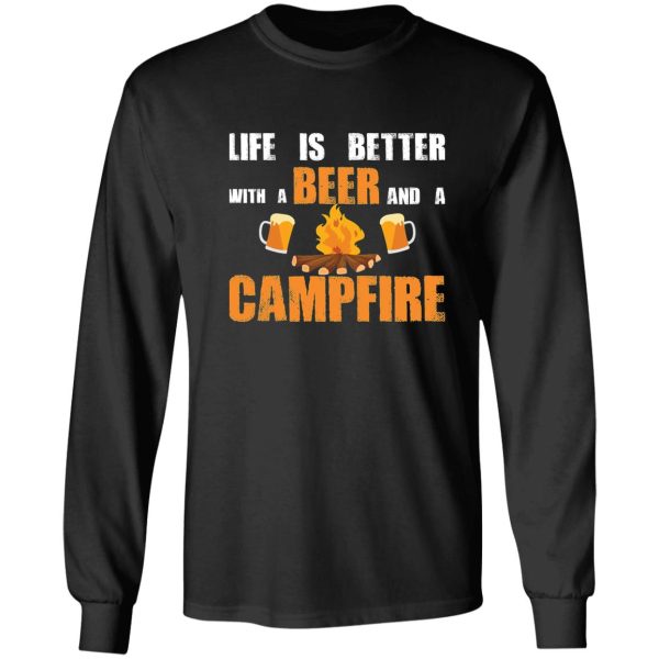 camping and beer campfire long sleeve