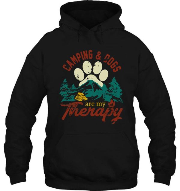 camping and dogs are my therapy retro vintage tee hoodie