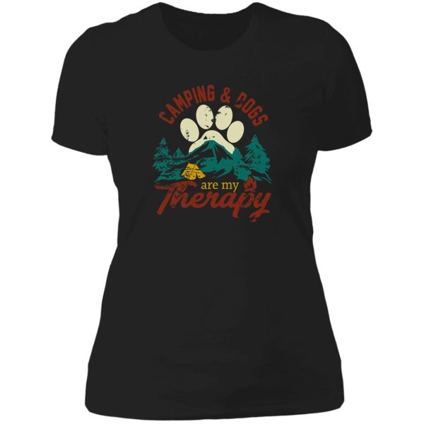 camping and dogs are my therapy retro vintage tee lady t-shirt