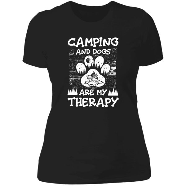 camping and dogs are my therapy t-shirt lady t-shirt
