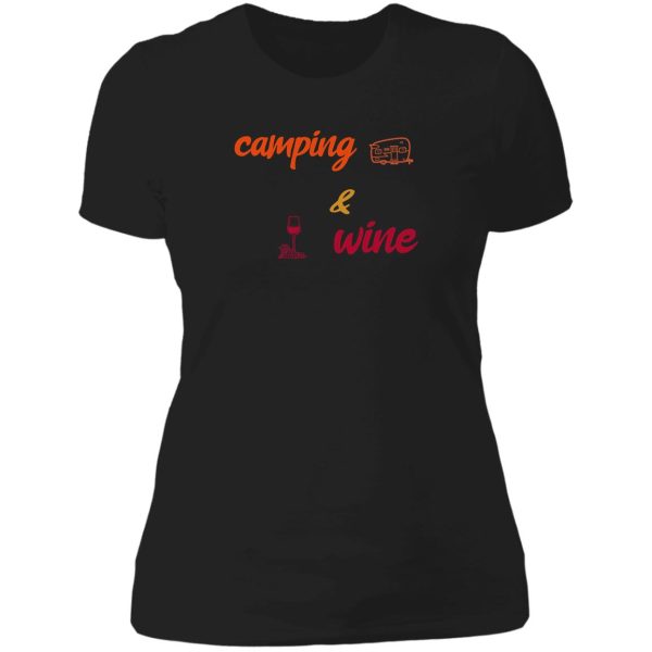 camping and wine lady t-shirt