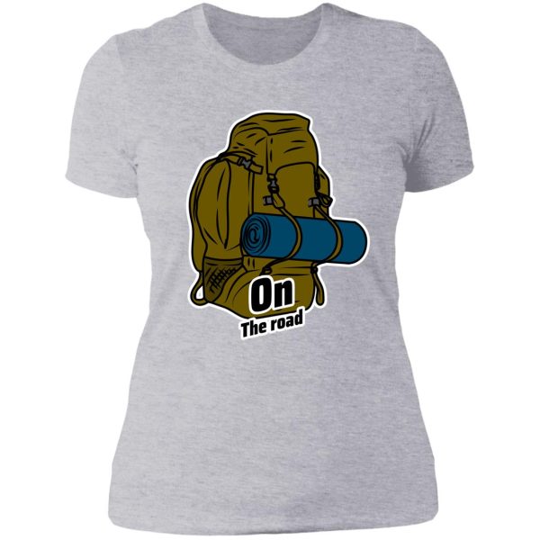 camping backpack design lady t-shirt