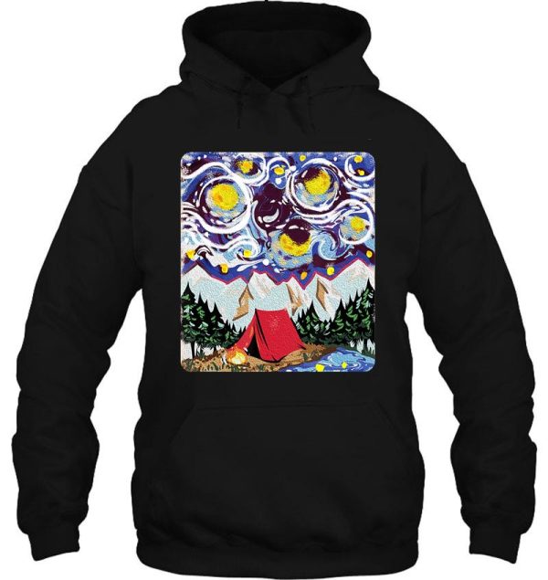 camping camp starry night campfire adventure outdoor camper funny mountain hoodie