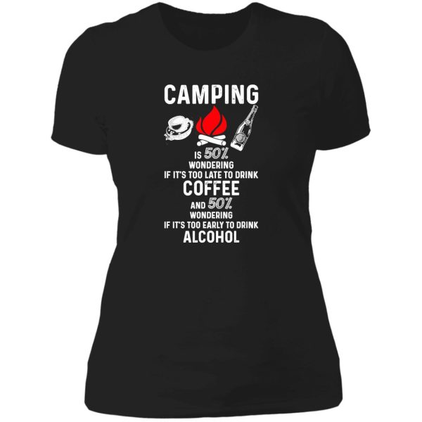 camping camping coffee alcohol campfire adventure outdoor camper funny mountain lady t-shirt