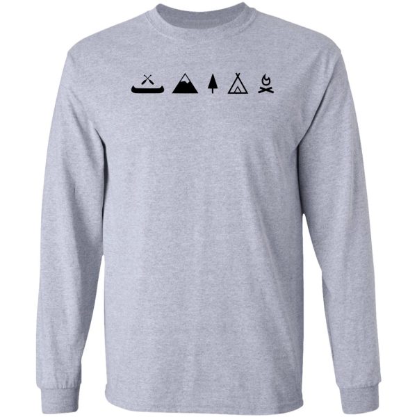camping canoe campfire with mountain + nature long sleeve