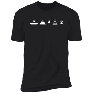 camping canoe, campfire with mountain shirt