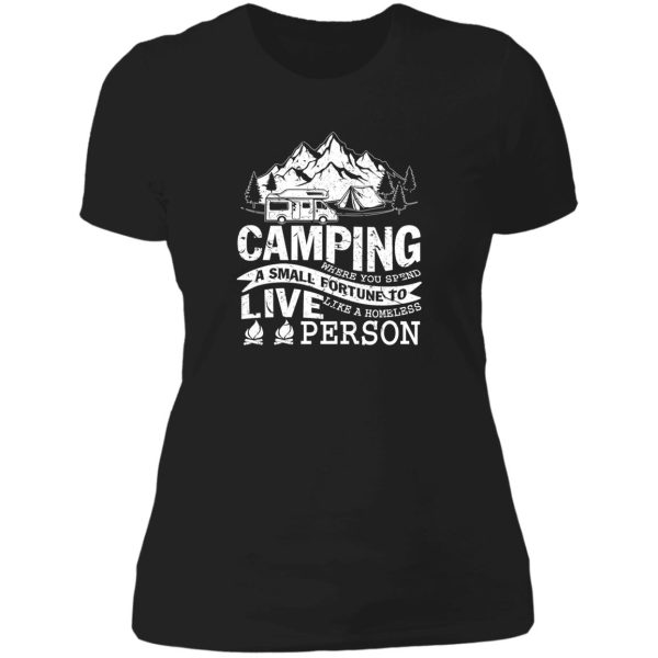 camping fortune live person lady t-shirt