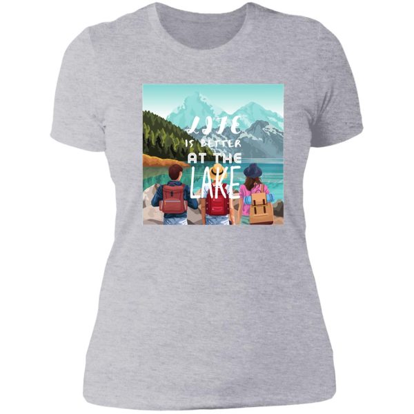 camping funny camping lake humor lady t-shirt