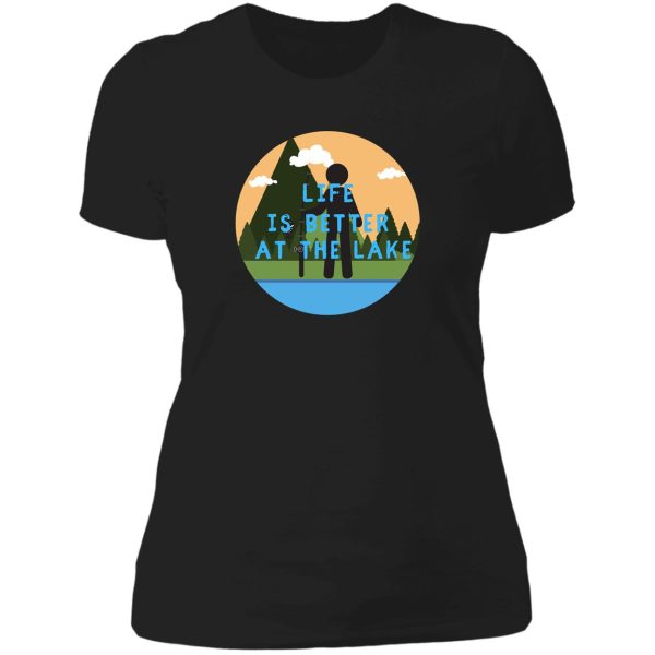 camping funny camping lake humor lady t-shirt