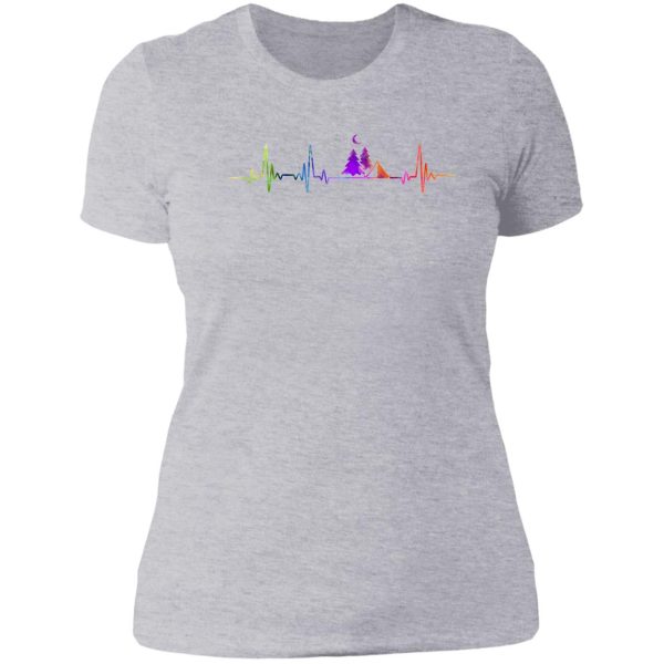 camping heartbeat watercolor lady t-shirt