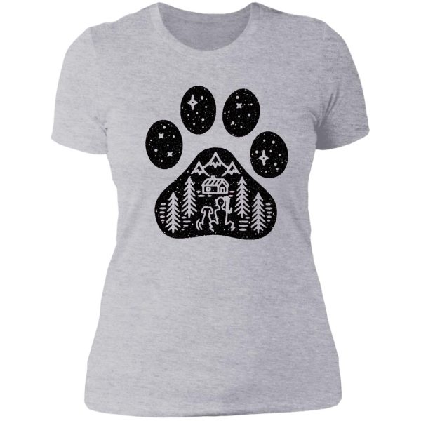 camping hiking climbing outdoors dog paw lady t-shirt