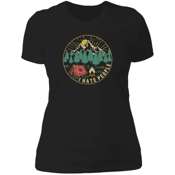 camping hiking i hate people lady t-shirt
