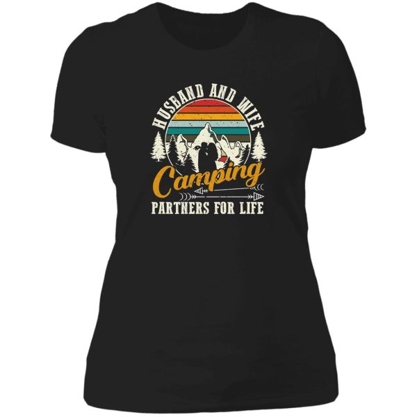 camping- husband and wife lady t-shirt