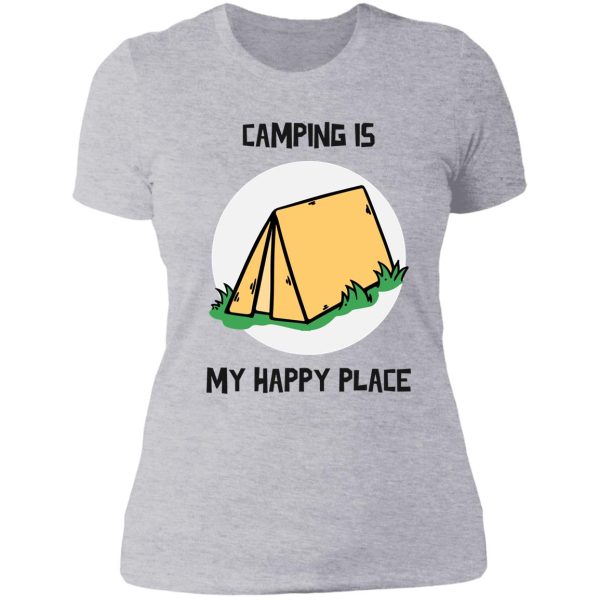 camping is my happy place design lady t-shirt