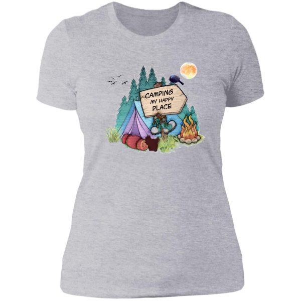 camping is my happy place lady t-shirt