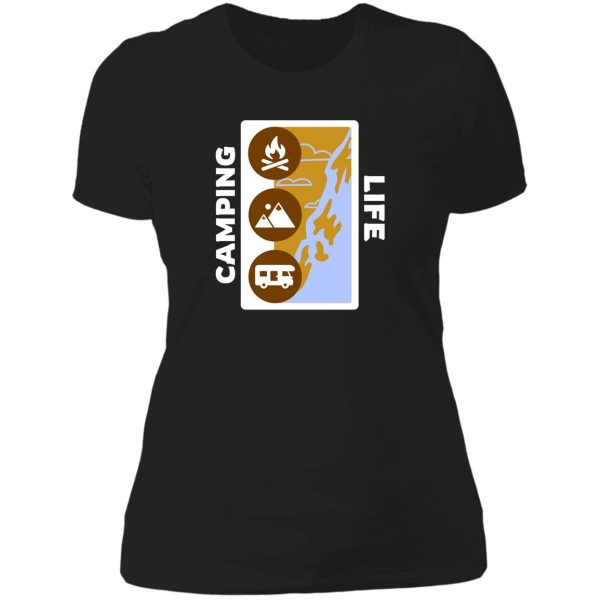 camping life mountains lady t-shirt