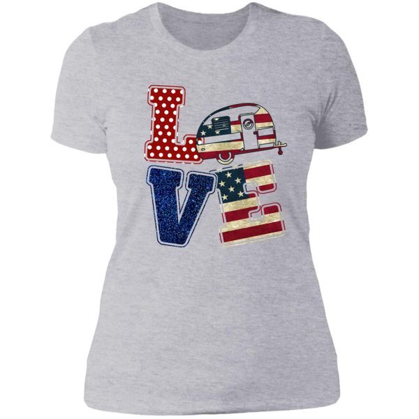 camping - love usa flag lady t-shirt