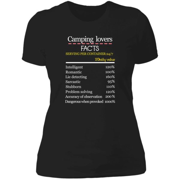 camping lovers facts lady t-shirt