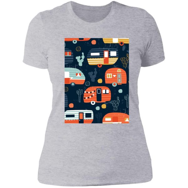 camping model pattern lady t-shirt