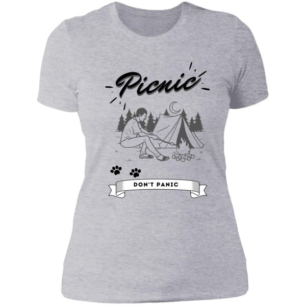 camping picnic dont panic lady t-shirt