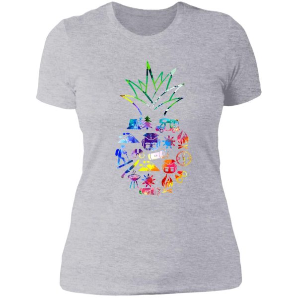 camping pineapple watercolor lady t-shirt