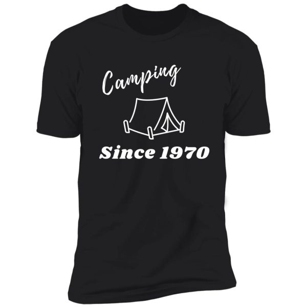 camping pride, 1970, white print shirt