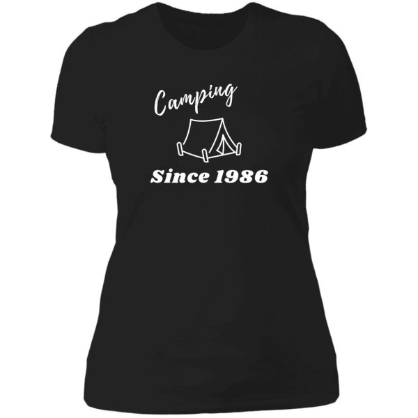 camping pride 1986 white print lady t-shirt
