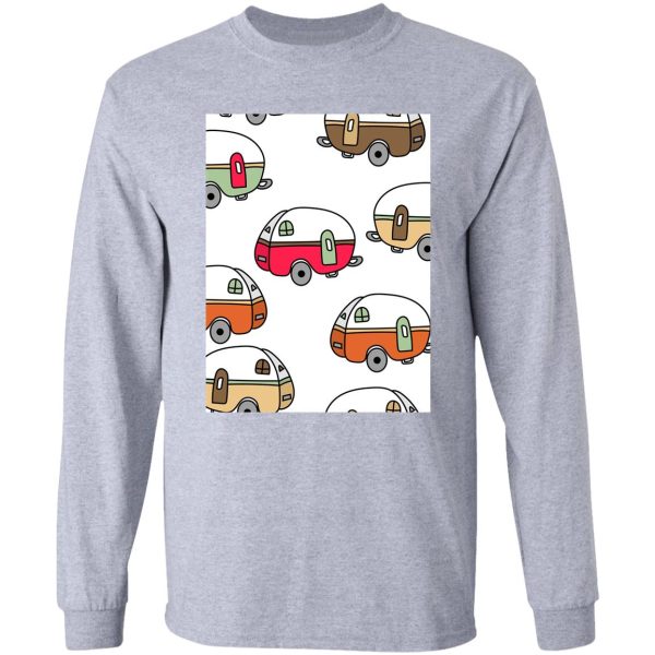 camping seamless retro hand drawn doodle long sleeve