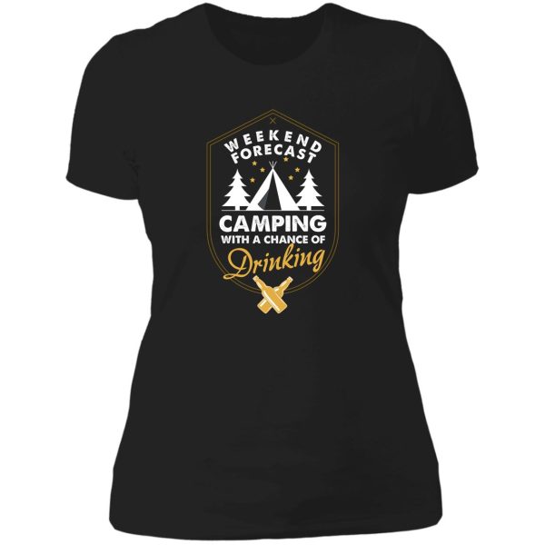 camping shirt camp beer bottle campfire t-shirt weekend forecast camping with a chance of drinking lady t-shirt