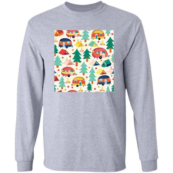 camping tents between forest trees seamless long sleeve