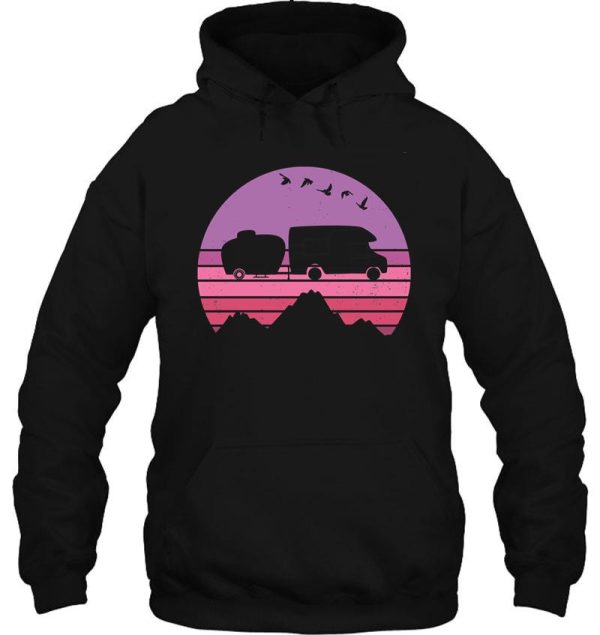 camping van camper vintage sunset rose pink hoodie